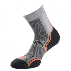 1000 Mile Trail Mens 2Pk Socks Grey/Org