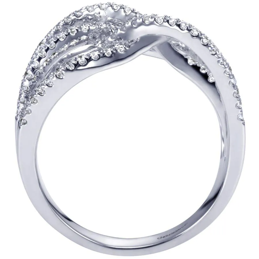 14K White Gold Intersecting Diamond Ring