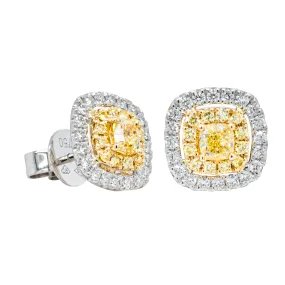 18ct White & Yellow Gold .67ct Yellow Diamond Earrings