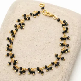 18K Gold Plated Black Onyx Beaded Bracelet