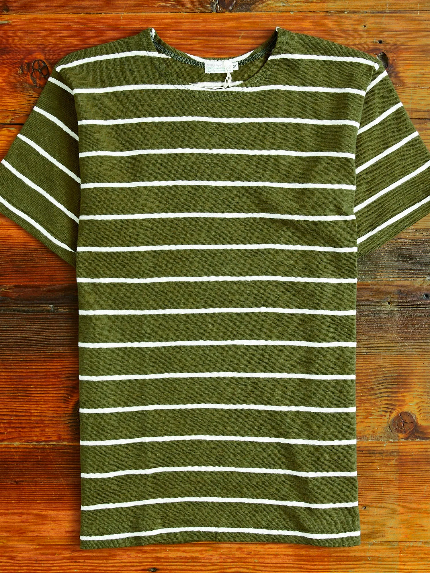 4087 Loopwheel Stripe Tee in Green