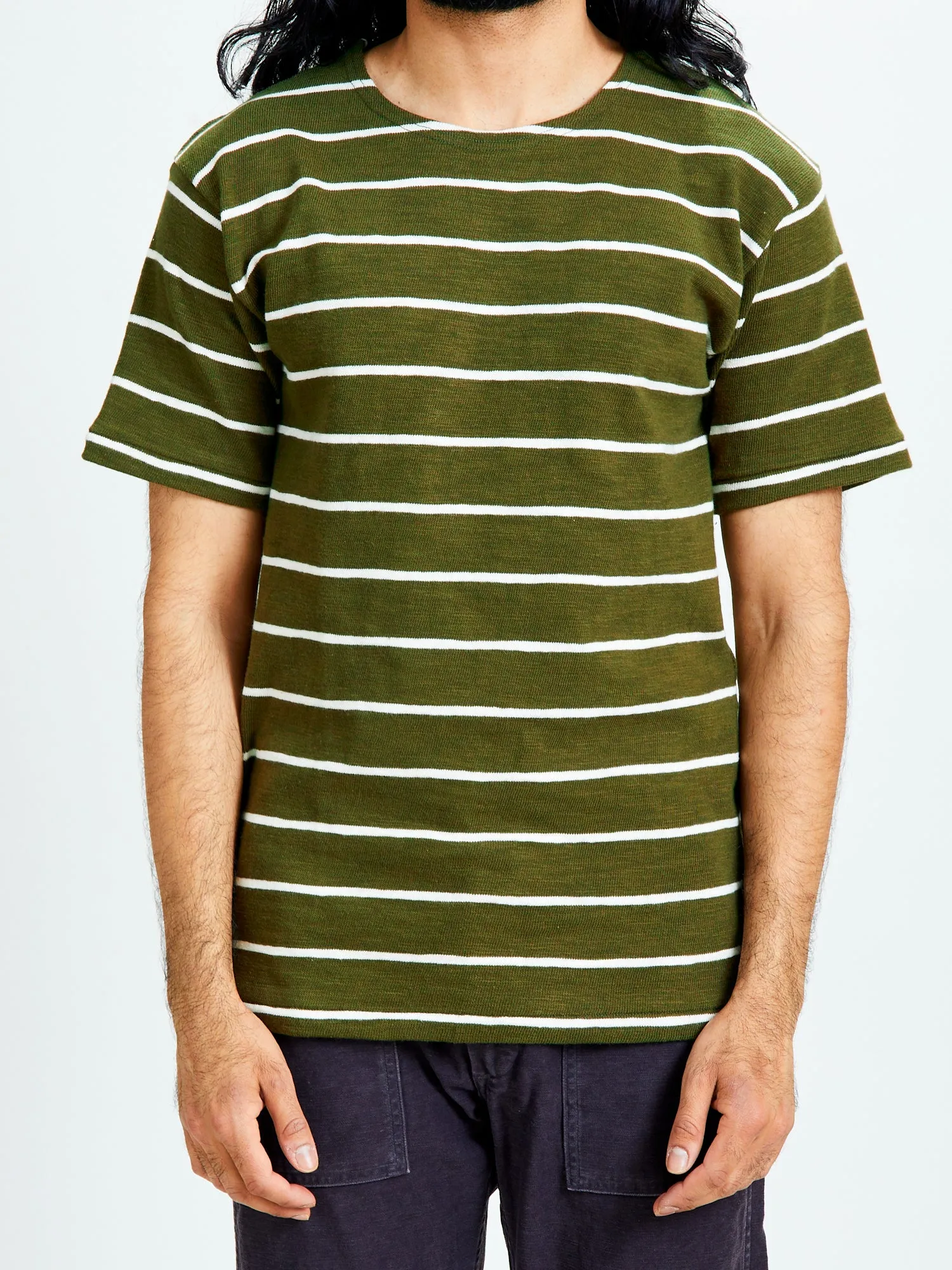 4087 Loopwheel Stripe Tee in Green