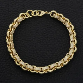 8mm Gold Filled Bonded Belcher Bracelet CZ Stones 6 Inches