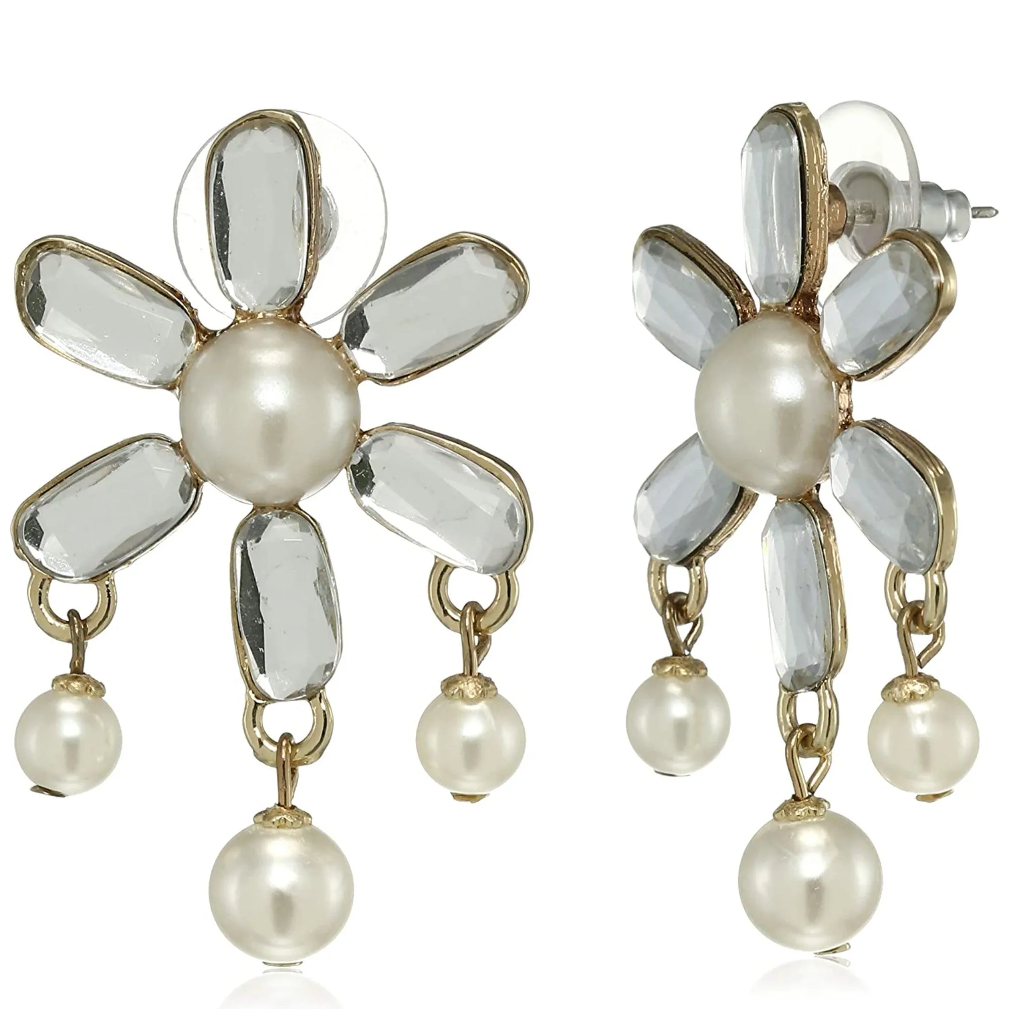 Aiyna Flower Pearl Drop Studs