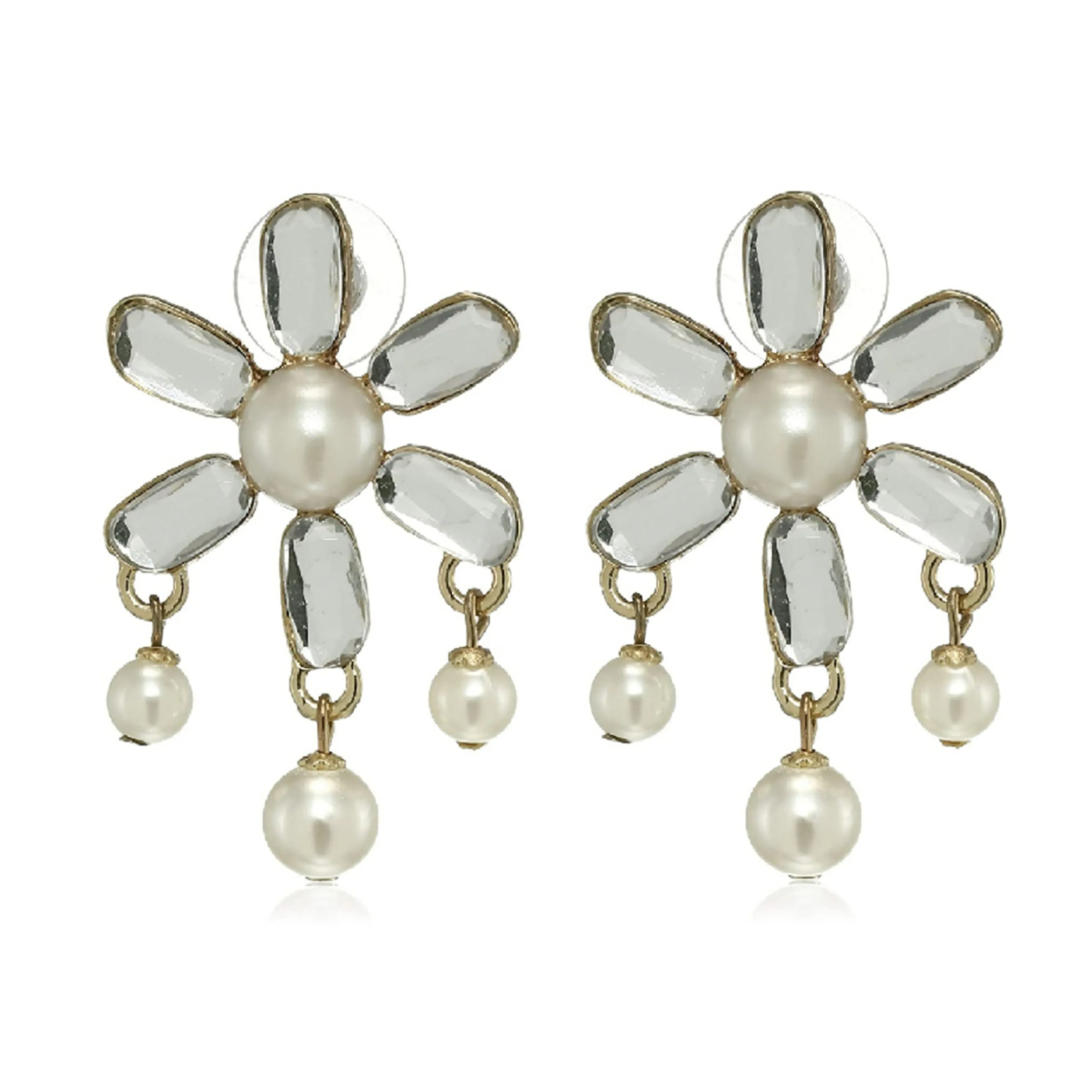 Aiyna Flower Pearl Drop Studs