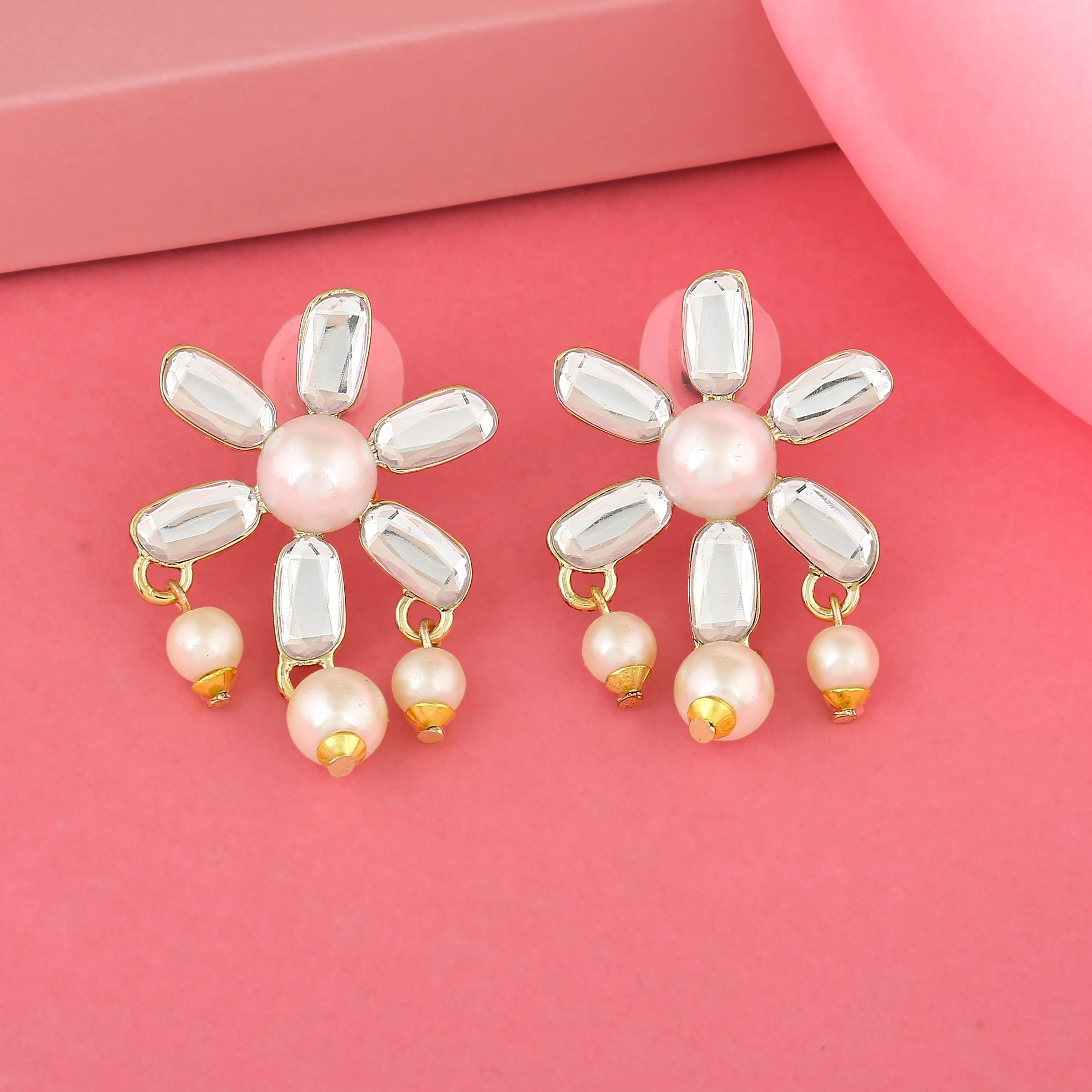 Aiyna Flower Pearl Drop Studs