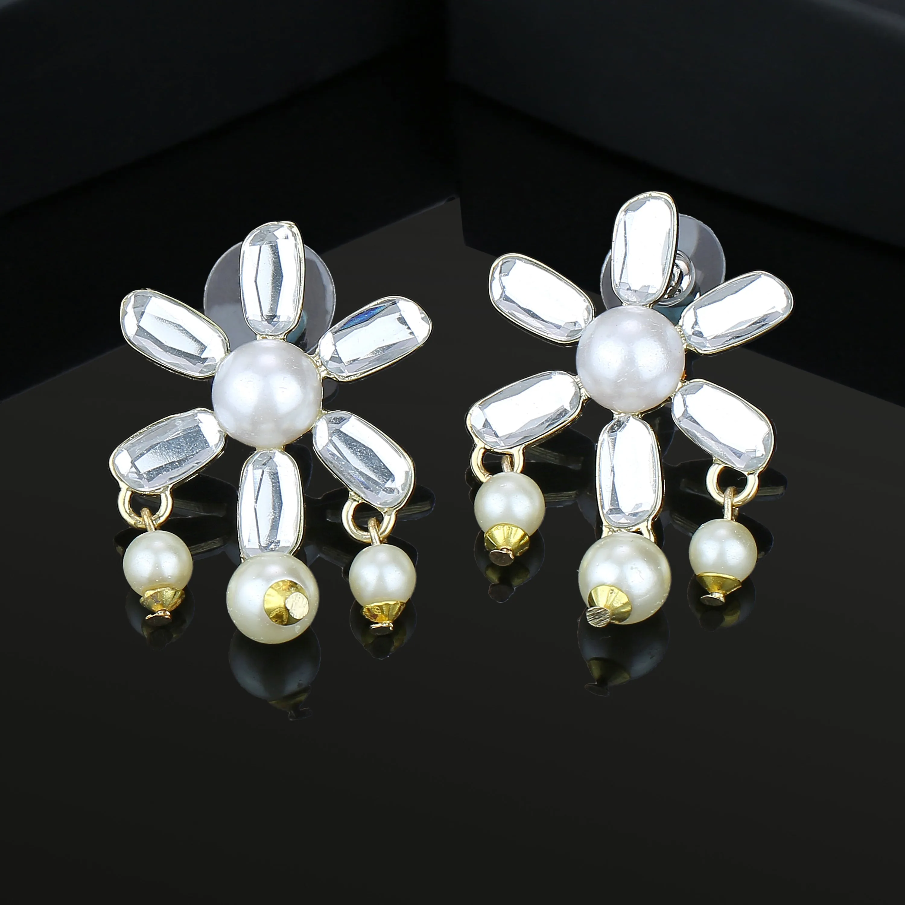 Aiyna Flower Pearl Drop Studs