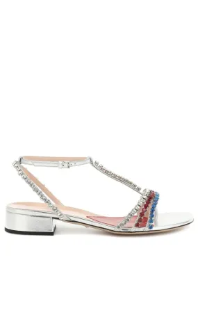 Bertie Embellished Metallic Leather Sandals