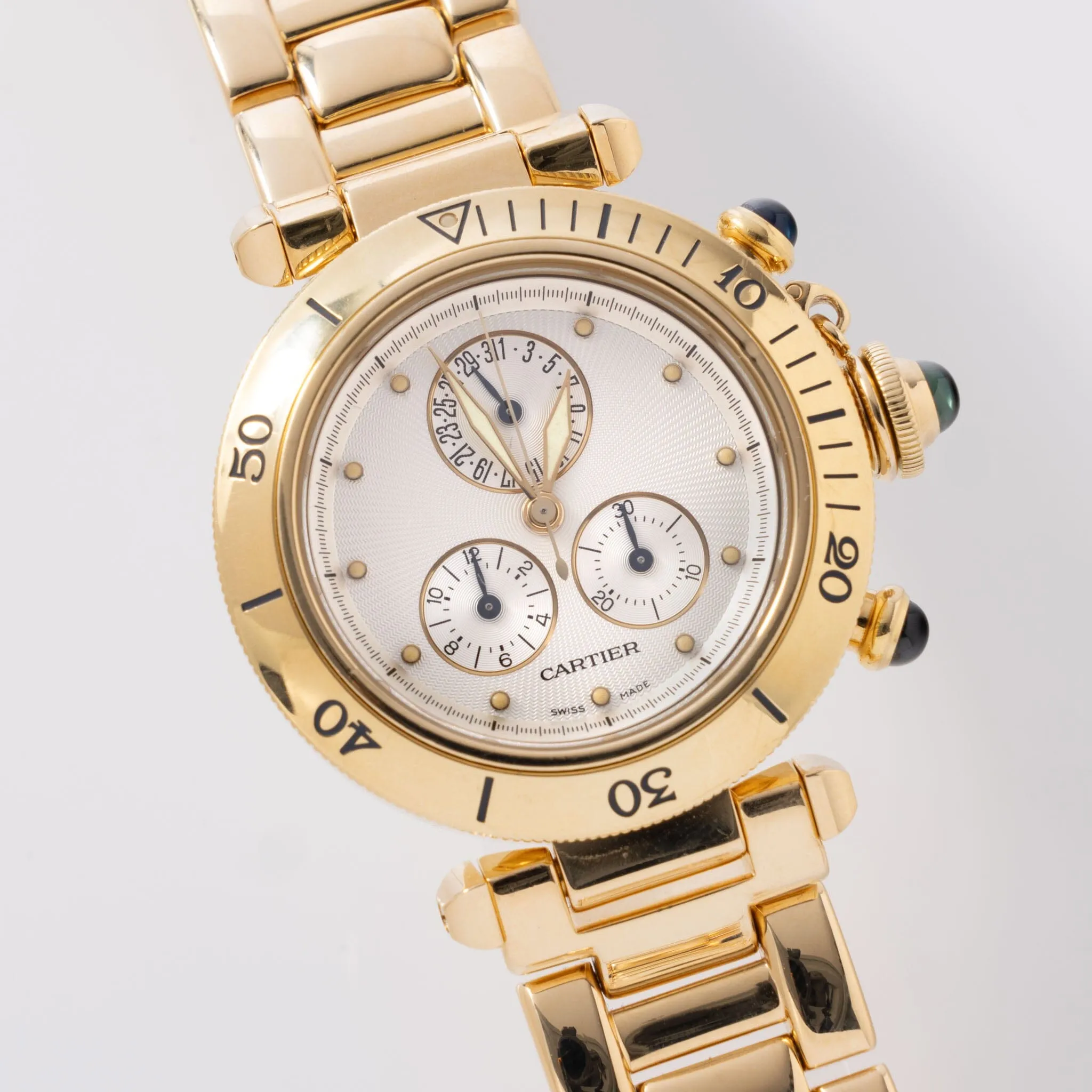 Cartier Pasha Chronograph in 18kt Gold Box and Service Invoice ref 1353 1