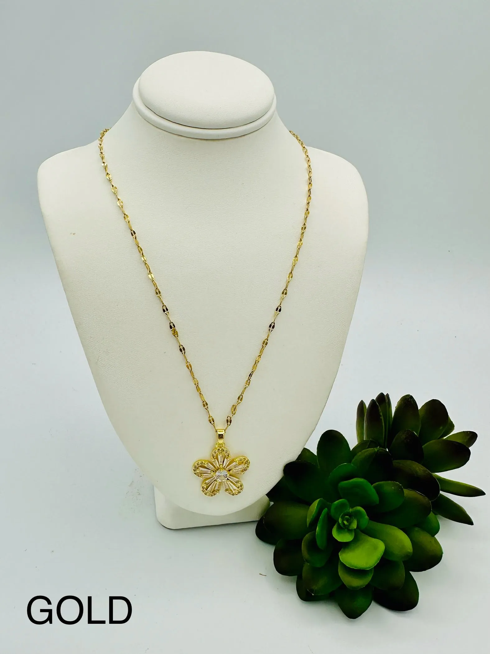 Clear Crystal Flower Necklace- Multiple Colors!