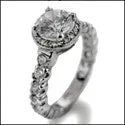 Cubic Zirconia 1.25 Round Center Eternity Style Engagement Ring 14k White Gold