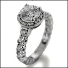 Cubic Zirconia 1.25 Round Center Eternity Style Engagement Ring 14k White Gold