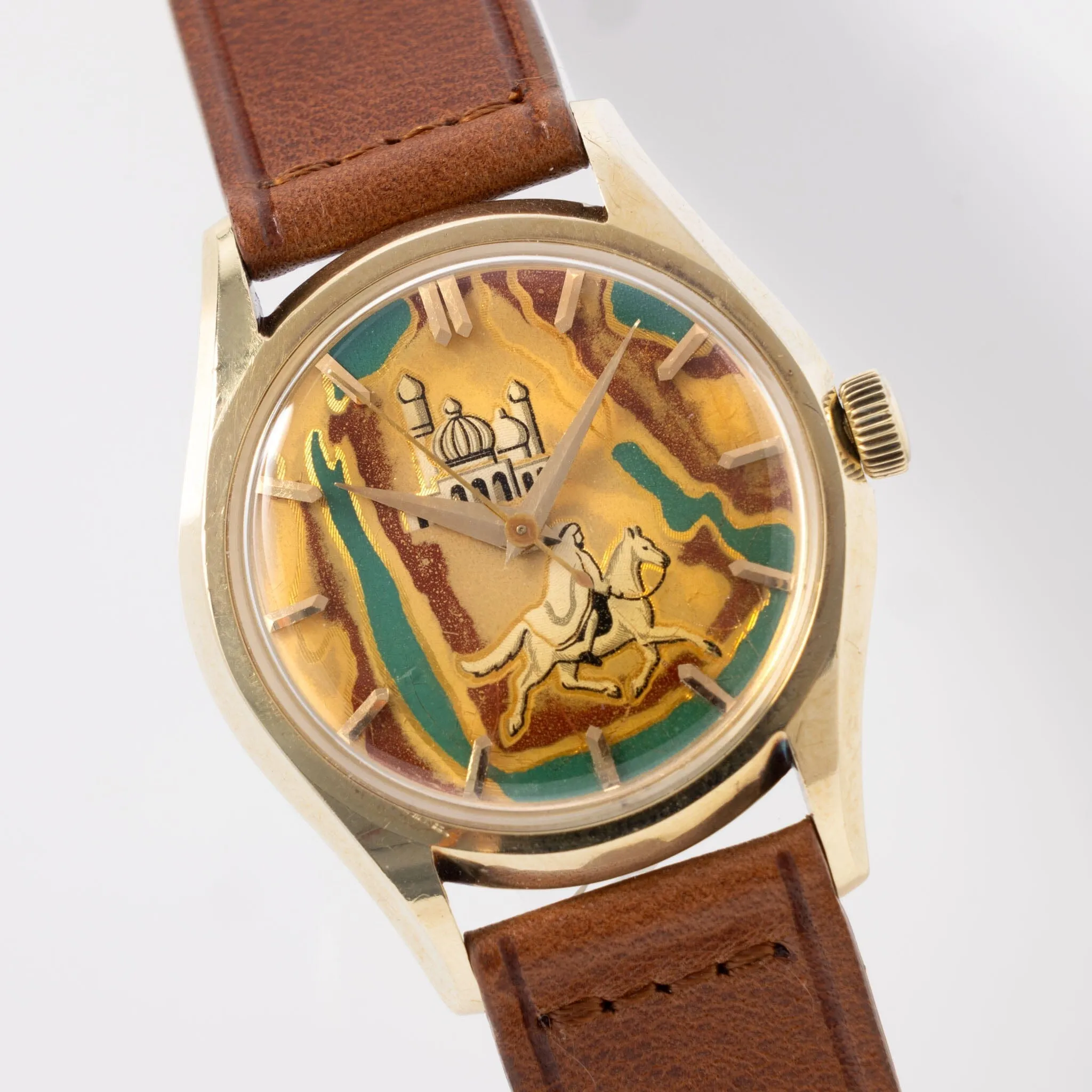 Eska Cloisonné Enamel Dial 14kt Yellow Gold Dresswatch