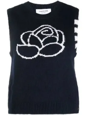 Flower jacquard wool knit vest 271724