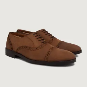 Greyson Brogues Oxford Oil Pull-up Brown Leather Shoes