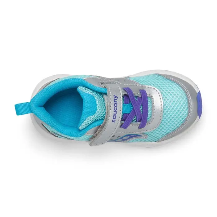 Infant Girl Saucony Ride Jr in Silver/Turquoise