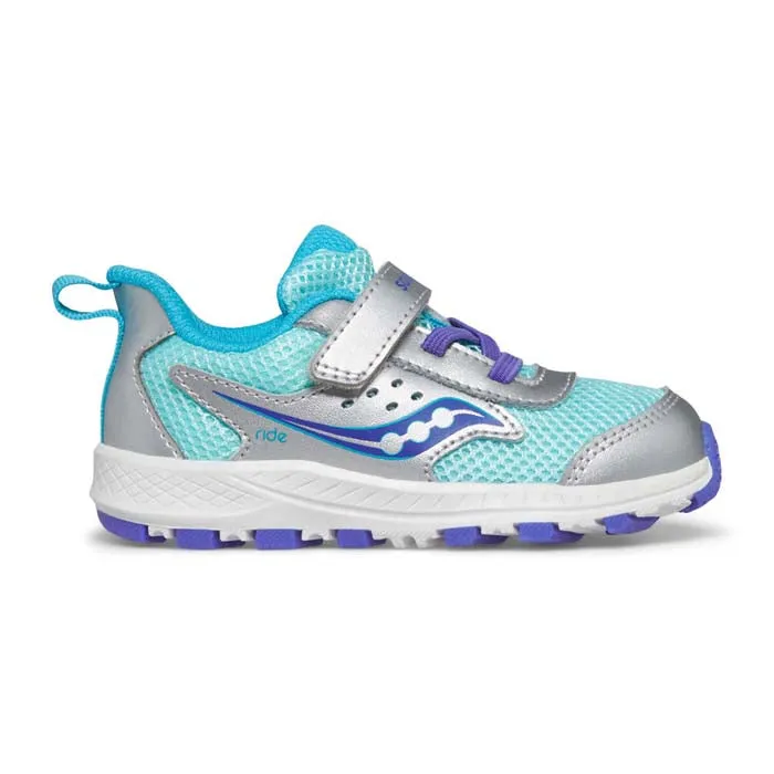 Infant Girl Saucony Ride Jr in Silver/Turquoise