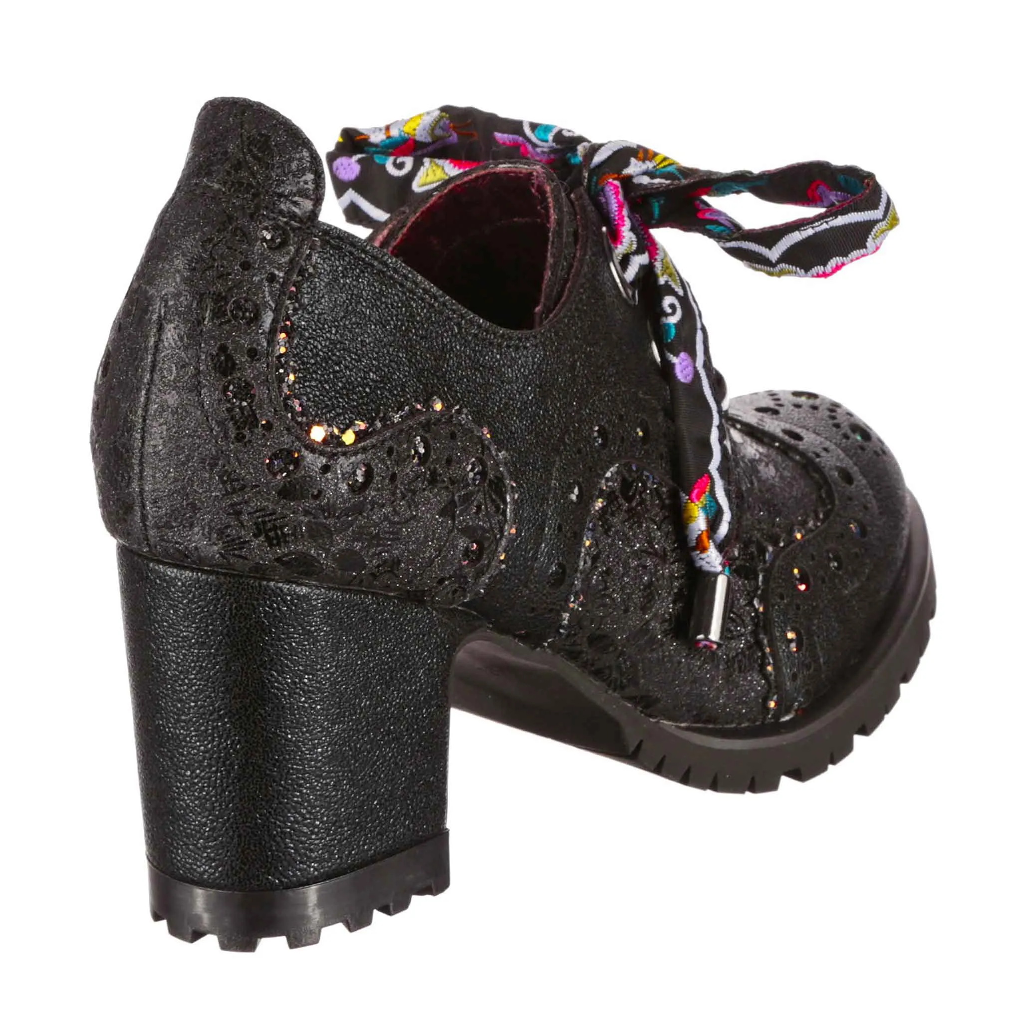 Irregular Choice Womens Glitter Grunge High Heels - Black