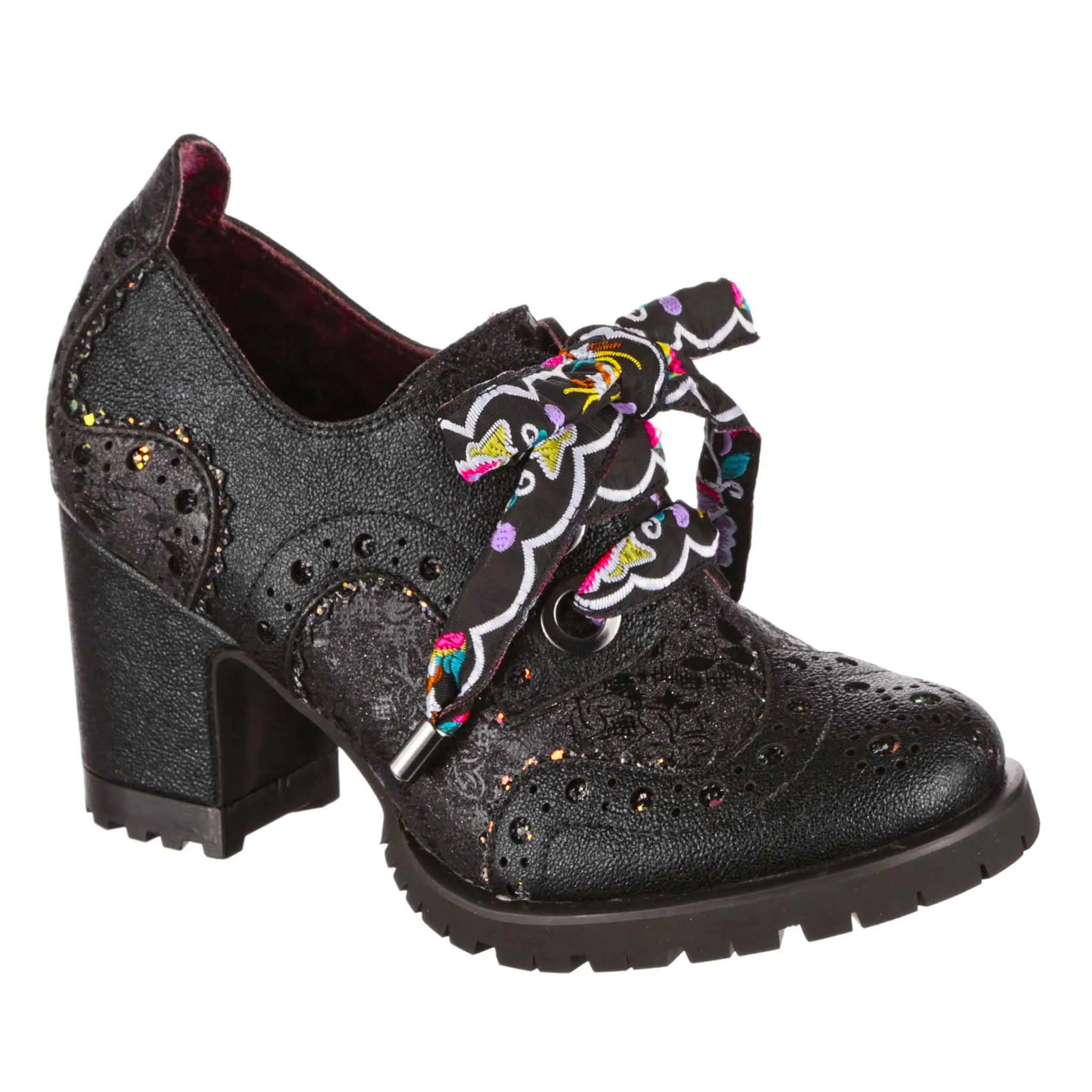 Irregular Choice Womens Glitter Grunge High Heels - Black