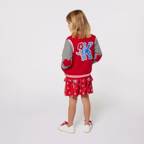 Kenzo Girls Red Bomber Jacket with K Flower