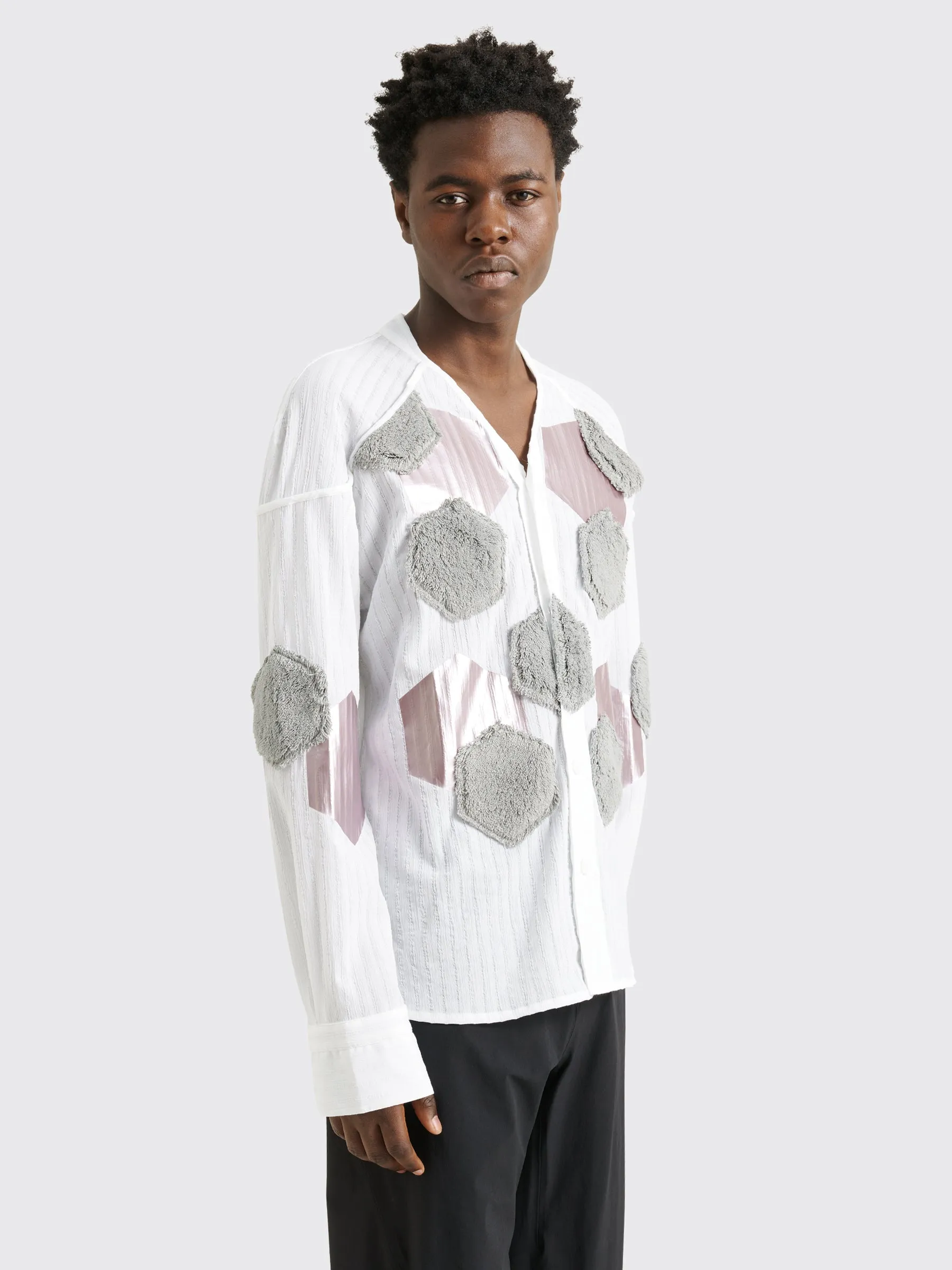 Kiko Kostadinov Danh Applique Shirt Frost White