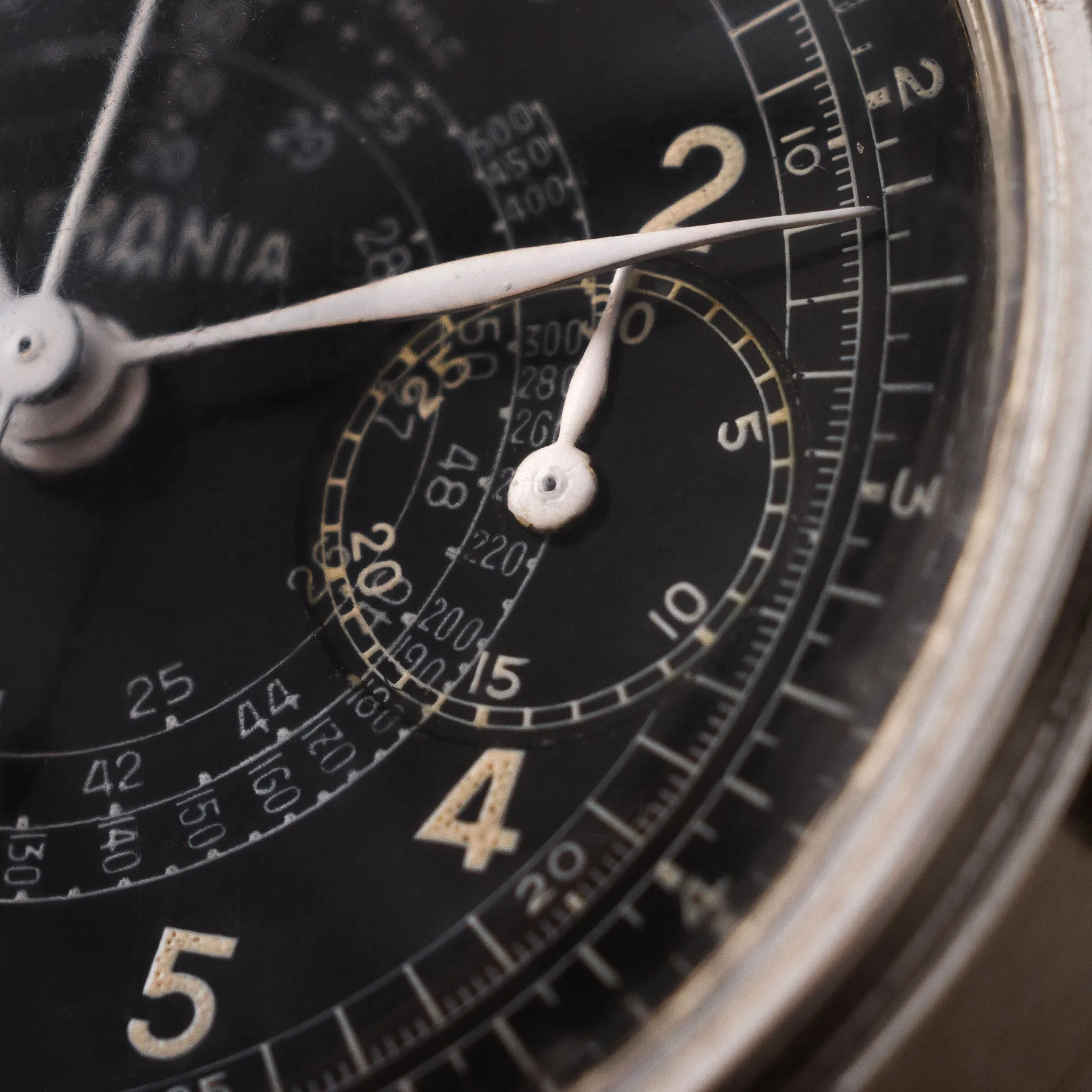 Lemania Oversized Step Case Black Dial Chronograph