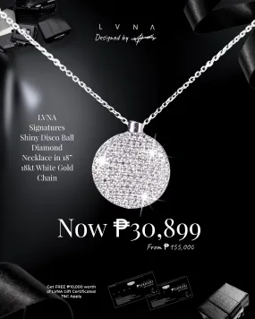 #LVNA2024 | LVNA Signatures Shiny Disco Ball Diamond  Necklace in 18” 18kt White Gold Chain