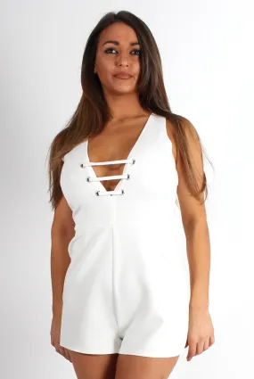 Nora White Tie Front Playsuit