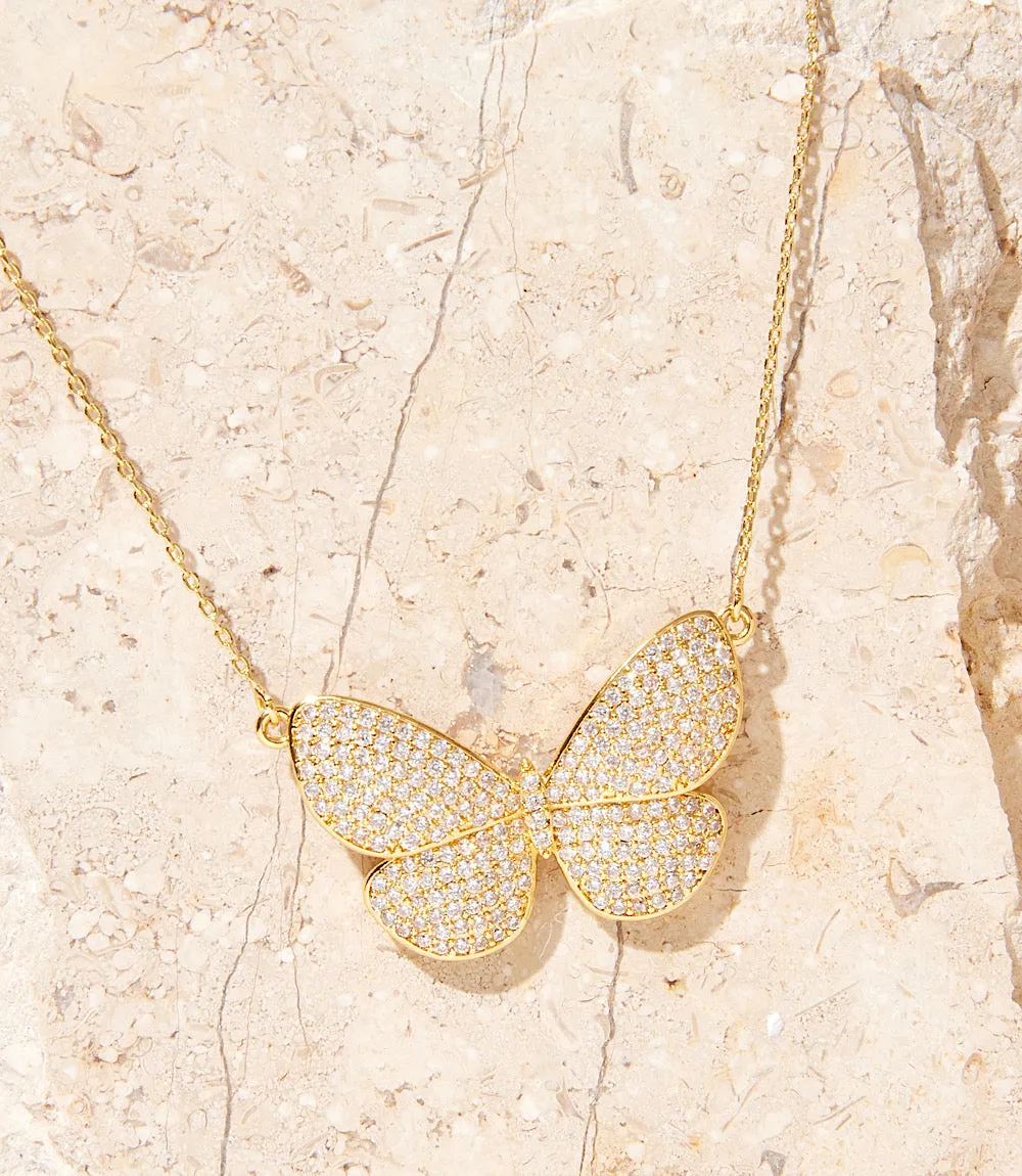 Pavé Butterfly Pendant Necklace