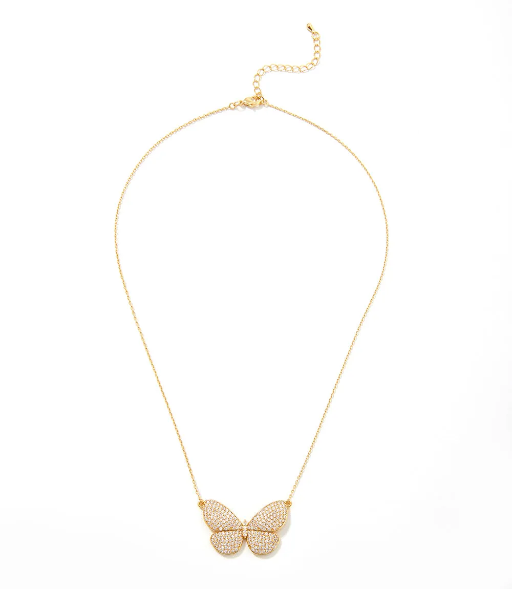 Pavé Butterfly Pendant Necklace