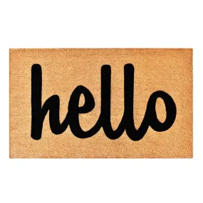 Script Hello Doormat | Black / Natural