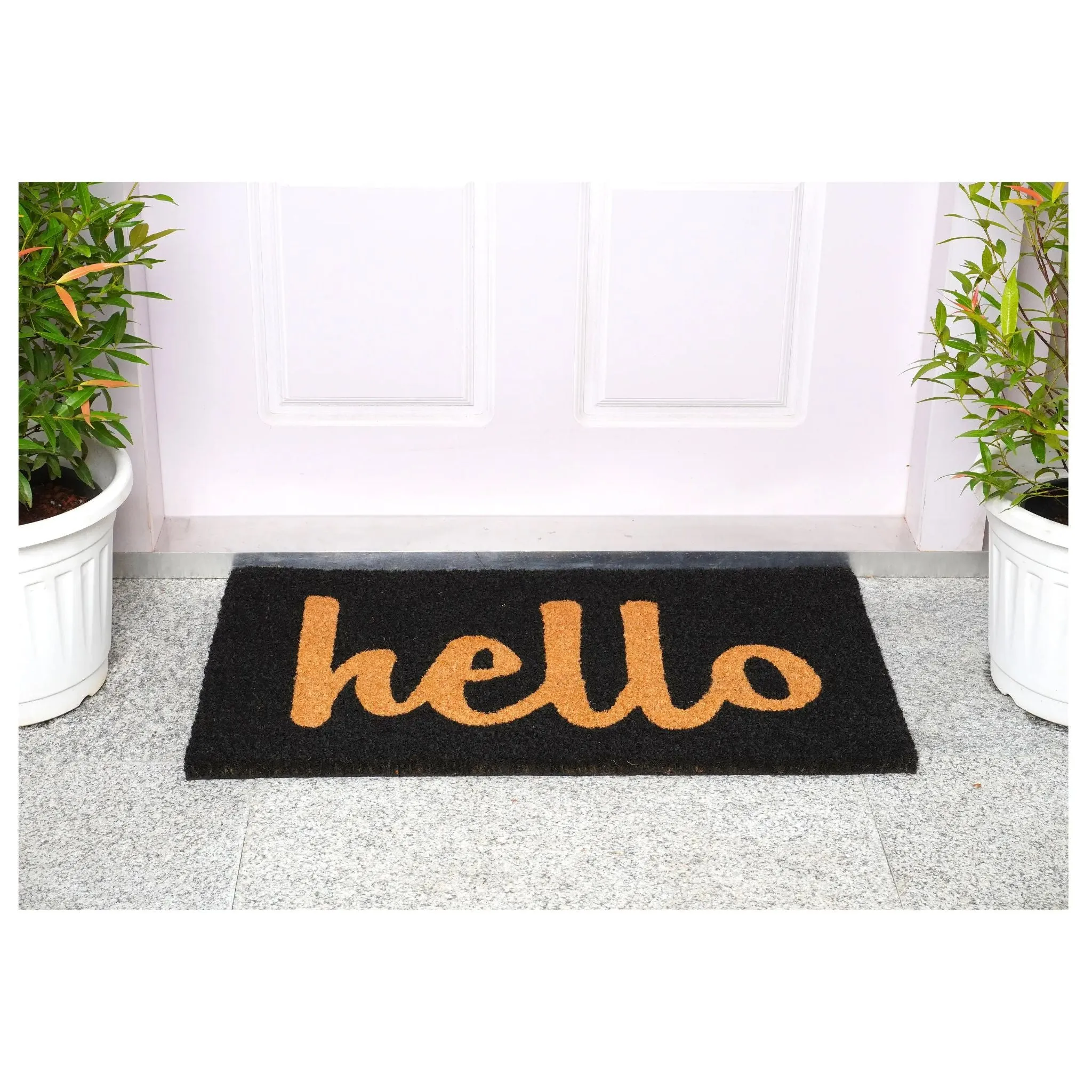 Script Hello Doormat | Natural / Black